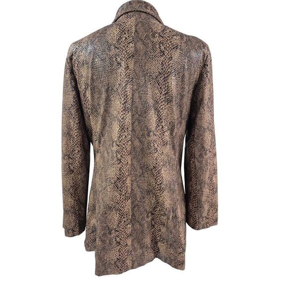 Cigliano brown snakeskin Faux Leather Vegan long blazer fully lined Sz 12 - Picture 2 of 4